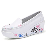 Niulatu Shoes Loafers For Women 2025 Wedges Sneakers Floral Single Woman White Shoes Platform Breathable Female Vulcanized Shoes DJSE