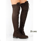 Niulatu New Sexy Women's Winter Boots Thigh High Boots Lace Up Rubber Female Shoes Rome Style Over The Knee Long Boot for Women DJSE