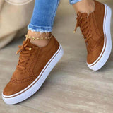 Niulatu Women Flats Women's Casual Lace Up Shoes Female Platform Suede Footwear Ladies Comforts Breathable Vulcanized Zapatos Mujer DJSE