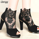 Niulatu Mesh Peep Toe Sandals Sexy Heels Single Shoes Women In Europe America 2025 Spring Summer Pumps Gauze Mujer platform DJSE