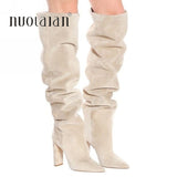 Niulatu the Knee Boots Women New Design Fur Warm Winter Shoes Women Fashion High Heel Thigh High Boots Long Woman Footwear DJSE