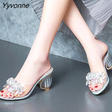Niulatu Shoes Women Luxury Rhinestone Crystal Pumps 2025 New PVC Clear Transparent Slippers Jelly Sandals Party High Heels DJSE