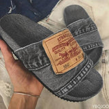 Niulatu Versatile Personality Large Size Denim Flat Slippers Female 2025 New Beach Shoes Sandals and Slippers DJSE