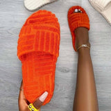 Niulatu Women Modern Fashion Home Slippers Winter Platform Flat Fluffy Plush Slides Sexy Luxury Design Solid Non Slip Ladies Shoes House DJSE