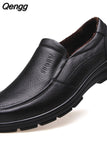 Niulatu Shoes Men Winter Shoes Brand Loafers Warm Plush Leather Loafers Mens Casual Shoes Male High Quality Black A444 DJSE