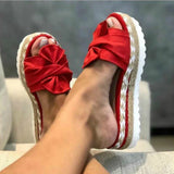 Niulatu Women Slippers Platform Wedge Sandals Fashion Bow Peep Toe Beach Outdoor Ladies Walking Shoes Plus Size Zapatilla Mujer DJSE