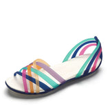 Niulatu Women Rainbow Jelly Sandals Candy Color Peep Toe Female Flat Beach Shoes Slip On Slides Casual Ladies Summer Footwear DJSE