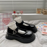Niulatu on heels 2025 new platform shoes kawaii heart buckle lolita shoes uniform bow thick heels Mary Jane shoes women's shoes DJSE