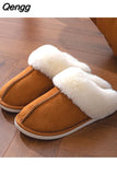 Niulatu Warm Fur Indoor Home Slippers Women Faux Suede Closed Toe Couple Slippers Woman Comfort Soft Sole House Shoes Slides DJSE