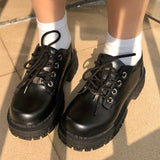 Niulatu Platform Lolita Shoes Women Fashion Lace Up 2025 Women Casual Mary Jane Shoes Ladies Leather Shoes Zapatillas Mujer DJSE