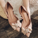 Niulatu Women Shoes Butterfly-knot Pumps Summer Drill Ladies Pointed Toe Shallow Jelly Shoes Low Heel Office Female Footwear DJSE