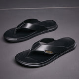 Niulatu New Summer Men's Leather Slippers High Quality Soft Flip Flops Fashion Handmade Beach Slippers Non-slip Shoes Sandals Hot DJSE