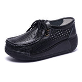 Niulatu Women Casual Shoes Genuine Leather Holes Platform Women Sneakers Shoes Cutout Suede Slip On Shoes Woman WSH3351 DJSE