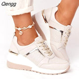 Niulatu Shoes 2025 New Fashion Wedge Flat Shoes Zipper Lace Up Comfortable Ladies Sneakers Female Vulcanized Shoes DJSE