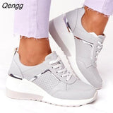Niulatu Shoes 2025 New Fashion Wedge Flat Shoes Zipper Lace Up Comfortable Ladies Sneakers Female Vulcanized Shoes DJSE