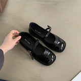 Niulatu Women Flat Shoes Square Toe Retro Mary Janes Loafers Female Belt Buckle Casual Autumn Fashion Lady Chaussure Femme DJSE