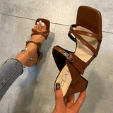 Niulatu Women's High Heel Slippers 2025 Summer New Fashion Party Ladies Thick Heel Slippers Square Toe Trend Dress Women's Shoes DJSE