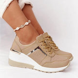 Niulatu Women Summer Shoes 2025 Spoorts Shoes Women Lace Up Wedge Sports Sneakers Vulcanized Platform Casual Shoes Flats Shoes DJSE
