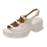 Niulatu Platform Sandals Ladies High Heels Summer Women's Shoes Wedge Sandals Open Toe Shallow Solid Color Buckle Casual DJSE