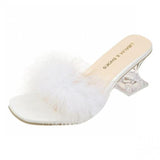 Niulatu Fluffy Peep Toe Sexy High Heels Women Shoes Fur Feather Lady Fashion Slip On 2025 Ytmtloy Indoor House Slippers DJSE