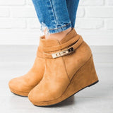 Niulatu Women's High Boots Wedges Heels Woman 2025 Ankle Boots Female Fashion Zip Ladies Short Shoes Footwear Winter Pumps Plus Size 43 DJSE