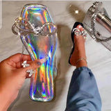 Niulatu Women's Flip Flops 2025 Colorful Rhinestone Strip Ladies Shoes Summer New Bling Sexy Beach Woman Outside Wear Slippers Slides DJSE