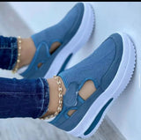 Niulatu New Ladies Vulcanized Sneakers Thick Sole Solid Color Flat Women Shoes Casual Breathable Velcro Ladies Walking Sneakers DJSE