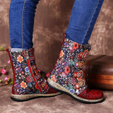 Niulatu Boots Woman Shoes Western Cowboy Style Europe and Handsome Retro Small Ladies Floral Boots Winter Boots Women DJSE