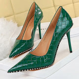 Niulatu Shoes Quality High Heels Women Pumps Rivet Metal Chain Women Heels Stiletto 2025 Luxury Banquet Shoes Pumps Female Shoes DJSE