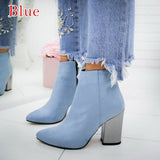 Niulatu Chain Women's Boots PU Leather Back Zipper Woman Boots Pointed High Heels Shoes For Women 2025 Ankle Boots Female Shoes DJSE