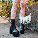 Niulatu Platform High Boots Party Shoes Ladies Thick Heels Elastic Micro Knee High Boots Women Punk Style botas mujer DJSE