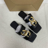 Niulatu 40 41 Flat with Summer Sandals Women Beach Shoes Slip on Leather Slides Sqaure Toe Fashion Woman Outdoor Ladies Shoes DJSE