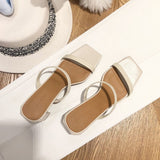 Niulatu Med Heels Party Mules Shoes Ladies 2025 New Women Slides Fashion Shoes Female Concise PU Shoes Ladies Slippers DJSE