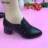 Niulatu Designer Shoes Women Pumps Low-heel Black Plus size Work ladies Leather Shoes Pointed Fashion Woman Shoe Zapatos mujer DJSE