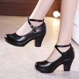 Niulatu Women Sexy High Heels Leather Thick Soled Platform Bottom Silver Black Work Shoes Woman Dress Wedding Pumps Zapatos Tacon Mujer DJSE