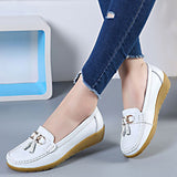 Niulatu Women Shoes Loafers Female Moccasins Shoes Summer Genuine Leather Women Flats Slip On Women Loafers Flats Tassel Plus Size DJSE
