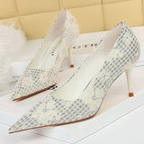 Niulatu Shoes Fashion Women Pumps Sequin Cloth Pumps Women Shoes Stiletto High Heels Wedding Shoes Women Heels Plus Size 42 43 DJSE
