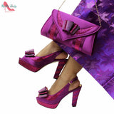 Niulatu New Arrivals Fashionable African Women Shoes Matching Bag Set in Black Color Comfortable Heels with Platform for Wedding DJSE