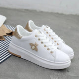 Niulatu Women Casual Shoes 2025 New Women Sneakers Fashion Breathable PU Leather Platform White Women Shoes Soft Footwears Rhinestone DJSE