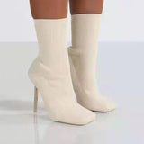 Niulatu Women Ankle Boots Shoes Square Toe Knitted Ladies Socks Boots High Heels Fashion Female Short Boot Woman Booties 2025 DJSE