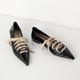 Niulatu New Spring Summer Pointed Toe Low Heels Shoes Woman Cross Strap Lace Up Gladiator Pumps Black Office Shoes DJSE