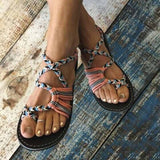 Niulatu Shoes Woman Sandals Color Matching Rope Knot Beach Toe Sandals Fashion Comfortable Women Plus Size Shoes DJSE