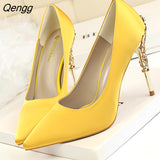 Niulatu Women pumps Sexy Pointed toe Luxury Metal high heels shoes woman Spring Summer Women party wedding shoes High heels Zapatos DJSE