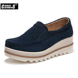 Niulatu Women Flat Platform Shoes Flats Women Cut-out Suede Leather Slip on Thick Heels Loafers Ladies Creepers Women 509 DJSE