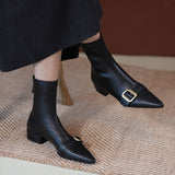 Niulatu Short Shoes for Women Elegant with Low Heels Booties Work Female Ankle Boots Pointed Toe Designer Luxury Autumn DJSE