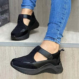 Niulatu Women Casual Shoes Thick Bottom Women's Flat Platform Thick Woman Shoes Mesh Hollow Casual Single Shoes Large Size DJSE