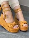 Niulatu Summer Fish Platform Wedge Shoes Women Comfort Casual Ankle Strap Sandals Ladies Plus Size 43 Height Increase High Heels DJSE