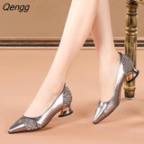 Niulatu Women's Pumps 2025 Zapatos De Mujer Fashion Shoes for Women Mixed Colors Shallow Slip-On Party Dress Heels Tacon Medio Elegantes DJSE