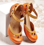 Niulatu Cute Mary Janes Pumps Women Cutout Rome Round Toe Casual Office Comfy Summer High Heels Shoes Chunky Heels Pumps DJSE