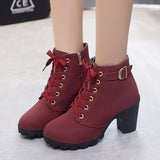 Niulatu 2025 New Women Shoes Lace Up Ankle Boots Zapatos Mujer Fashion High Heels Ladies Casual Spring Pumps Platform Heel 42 DJSE